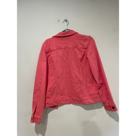 NWT Coldwater Creek Button-Front Knit Denim Trucker Jacket Pink Primrose Small - Picture 4 of 4